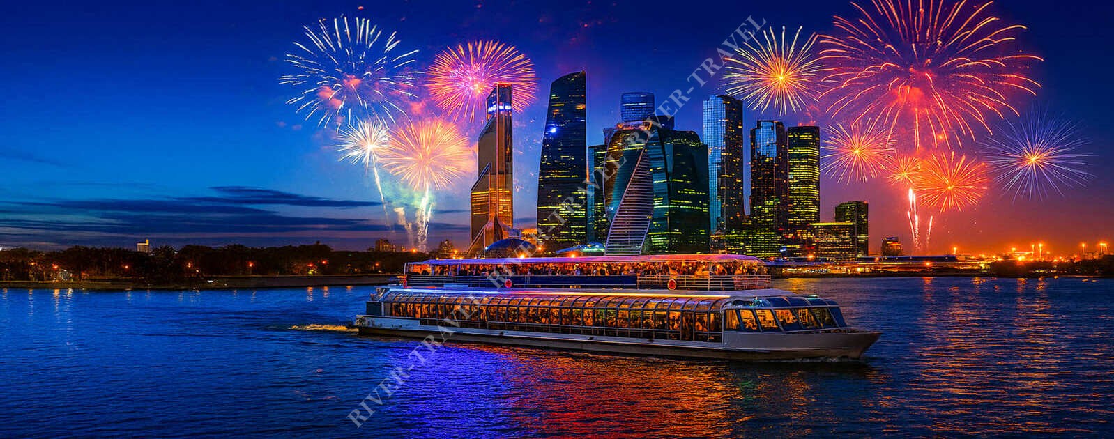 Новогодний корпоратив 19 декабря 2025 на теплоходе Ривер Палас с банкетом и развлекательной программой (без круиза)
